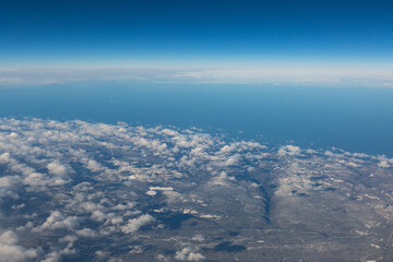 Aerial view of clouds over the beaches of the North Shore of Long Island, New York