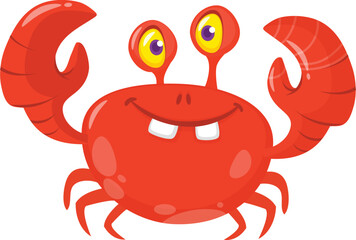 Cute Happy Crab cartoon illustration. Vector character design