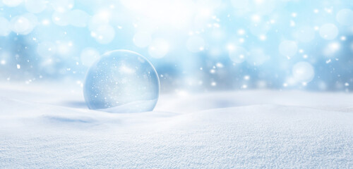 Fototapeta na wymiar Schneekugel mit Schneeflocken im Schnee