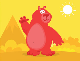 Happy cartoon bear. Vector illustration of brown bear