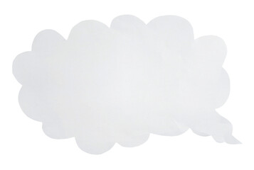 Paper bubble text in cloud shape. Bubble speech in white crumpled paper texture.