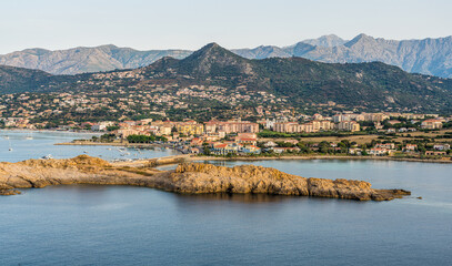 Scenographic summer afternoon view at Ile Rousse (Isola Rossa), in Corse, France.