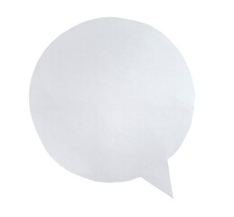 Paper bubble text in circle shape. Bubble speech in white crumpled paper texture.