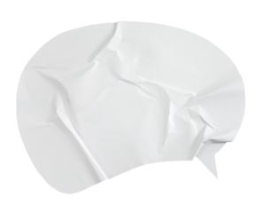 Paper bubble text in abstract shape. Bubble speech in white crumpled paper texture.
