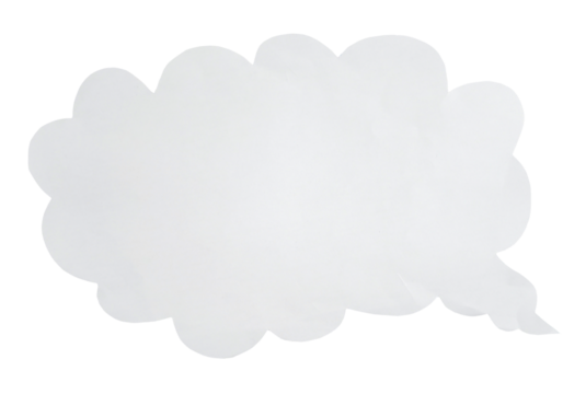 Paper bubble text in cloud shape. Bubble speech in white crumpled paper texture.