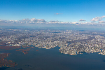 Aerial view of Queens and the south shore of Long Island 