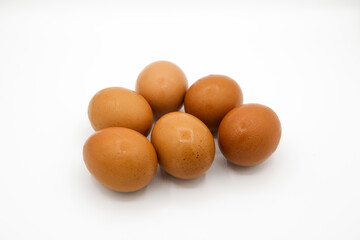 Raw egg on a white background