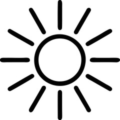 sun icon in white background, illustration of sun icon symbol in black on white background	