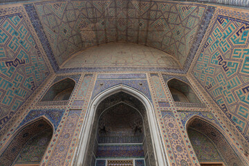 Obraz premium Uzbekistan Tiled, Mosaics and Ceramics Details Photo, Registan Square Samarkand, Uzbekistan 