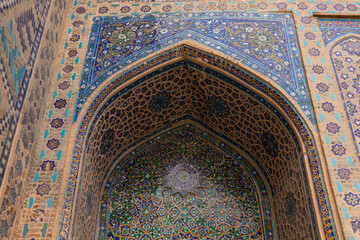 Uzbekistan Tiled, Mosaics and Ceramics Details Photo, Registan Square Samarkand, Uzbekistan 