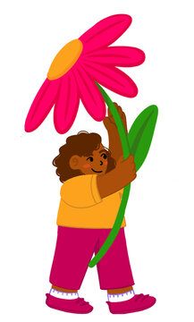 Ni&ntilde;o latino con una flor gigante