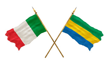 Background for designers. National Day. 3D model National flags Italy and Gabon