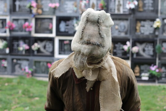 Sinister scarecrow in paranormal setting 