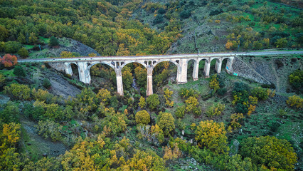 Fototapeta na wymiar Abandoned railway station in Gascones very close to the spectacular medieval village of Buitrago de Lozoya