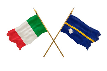 Background for designers. National Day. 3D model National flags Italy and Nauru