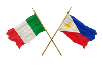 Background for designers. National Day. 3D model National flags Italy and Philippines