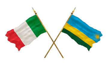 Background for designers. National Day. 3D model National flags Italy and Rwanda