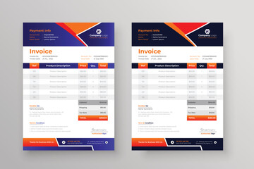Clean modern invoice design for corporate business marketing company balance sheet letterhead design