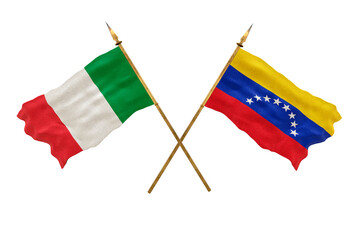 Background for designers. National Day. 3D model National flags Italy and Venezuela