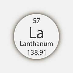Lanthanum symbol. Chemical element of the periodic table. Vector illustration.