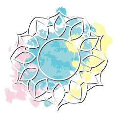 mandala and watercolor splash