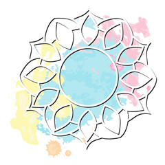mandala and watercolor splash
