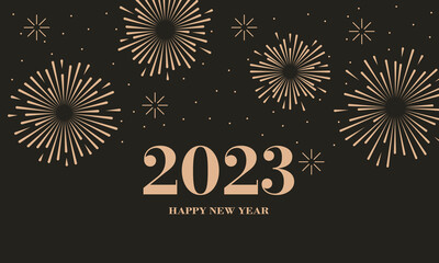 Happy new year 2023. Elegant fireworks vector illustration background . Concept for holiday decor, card, poster, banner, flyer - obrazy, fototapety, plakaty
