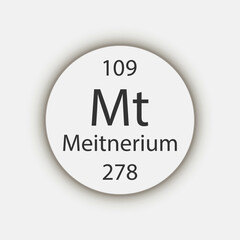Meitnerium symbol. Chemical element of the periodic table. Vector illustration.