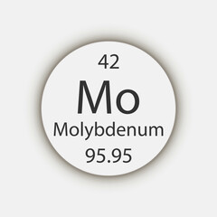 Molybdenum symbol. Chemical element of the periodic table. Vector illustration.