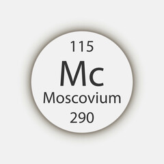 Moscovium symbol. Chemical element of the periodic table. Vector illustration.