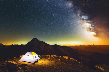 Fototapeta na wymiar tent in the mountains