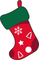 christmas xmas sock decor red green gold snowflakes santa