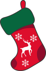 christmas xmas sock decor red green gold snowflakes santa