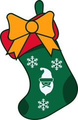 christmas xmas sock decor red green gold snowflakes santa