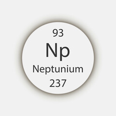 Neptunium symbol. Chemical element of the periodic table. Vector illustration.