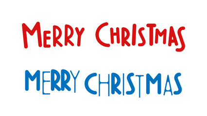 Two variants of Merry Christmas holiday greetings, in different styles, isolated on white background