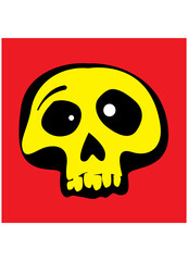 Helloween. Comic character of the human skull. Vector image for prints, poster and illustrations.