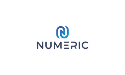 Letter N creative modern blue gradient technological logo 