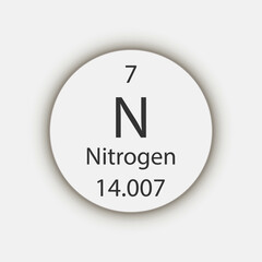 Nitrogen symbol. Chemical element of the periodic table. Vector illustration.