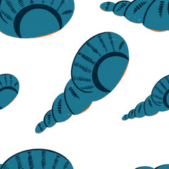 Seamless pattern Shell, hand drawn