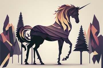Flat Design Unicorn Silhouette Illustration