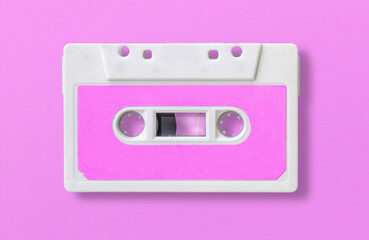 Pink Audio Cassette on isolated background