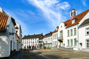 Fototapeta na wymiar Historic city of Thorn in Limburg, Netherlands, known for its white houses