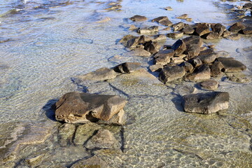 Stones on the shore of the Mediterranean Sea.
