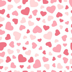 Pastel pink seamless vector pattern with isolated hearts on white background. Valentine's Day graphic design - 548845341