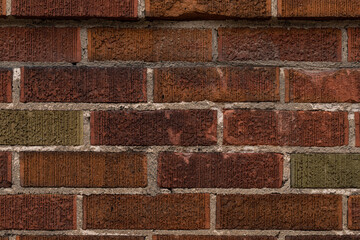 Old red brick wall close up textured background