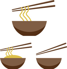 Noodles, vector. Noodle icons on white background.