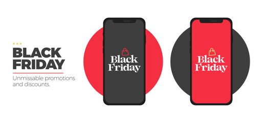 Mobile phones to advertise promotions and discounts on Black Friday.