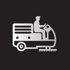 Obraz premium Low tractor icon with driver 