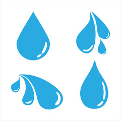 set of water drops. blue water drop design in minimal style on white background. Collection of blue logo shapes with a flat drop. vector illustration